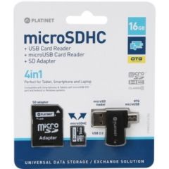 Platinet 16GB MicroSD Card + SD Adapter + OTG